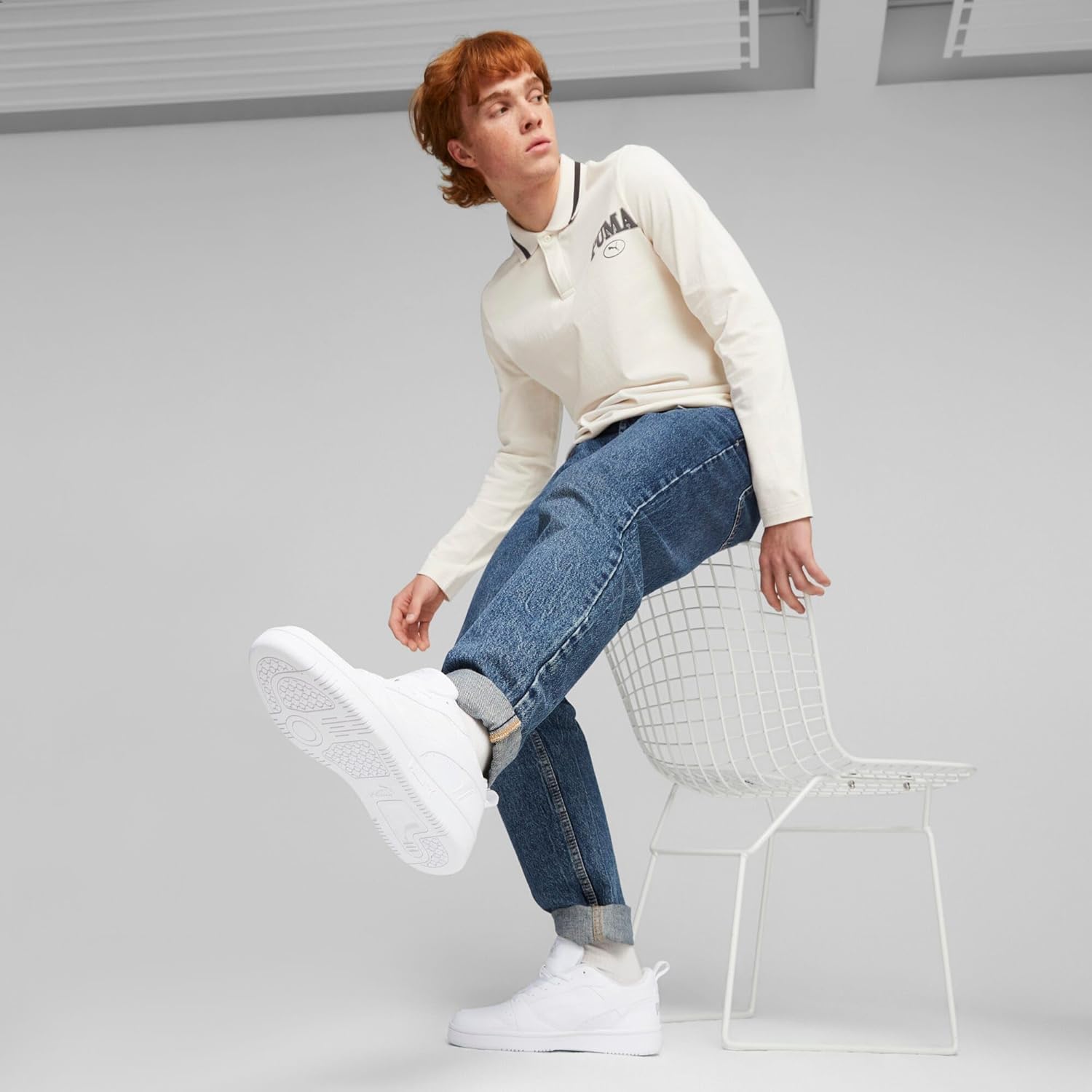 Мужские низкие кроссовки PUMA, белый/светло-серый — фото 2