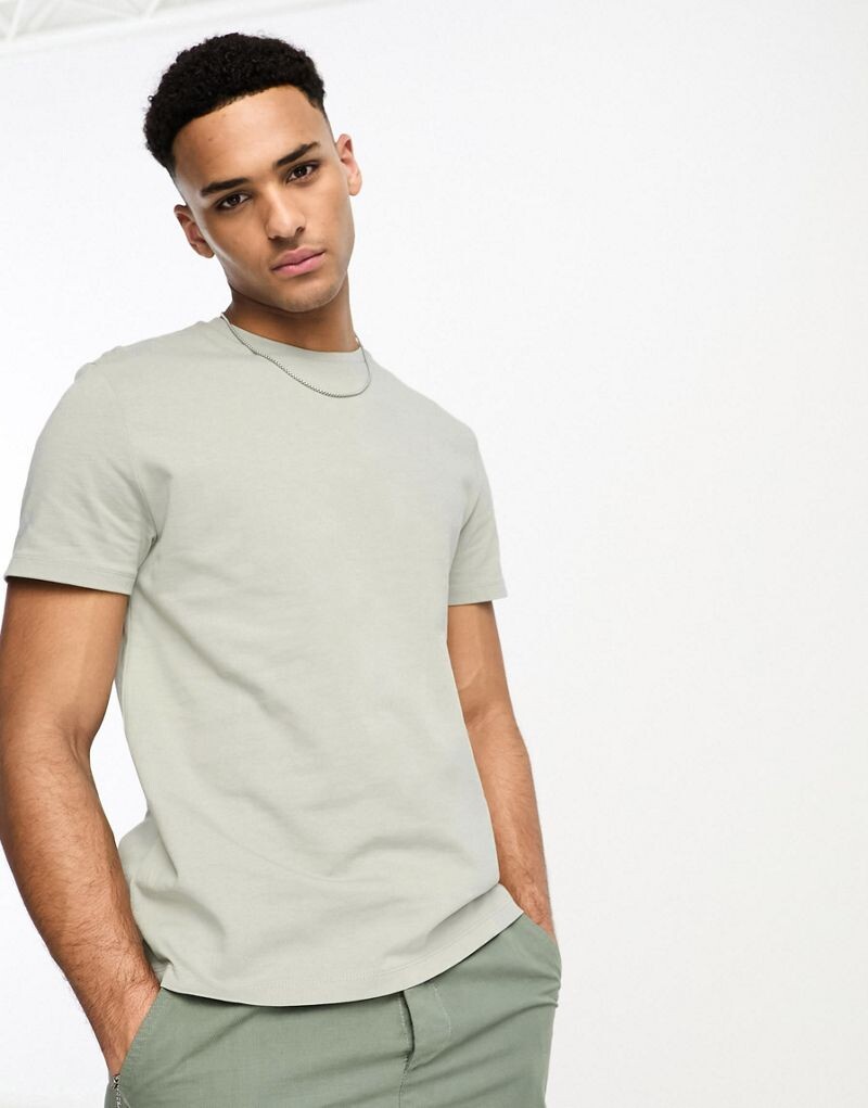 

Тяжелая футболка с круглым вырезом ASOS DESIGN цвета хаки