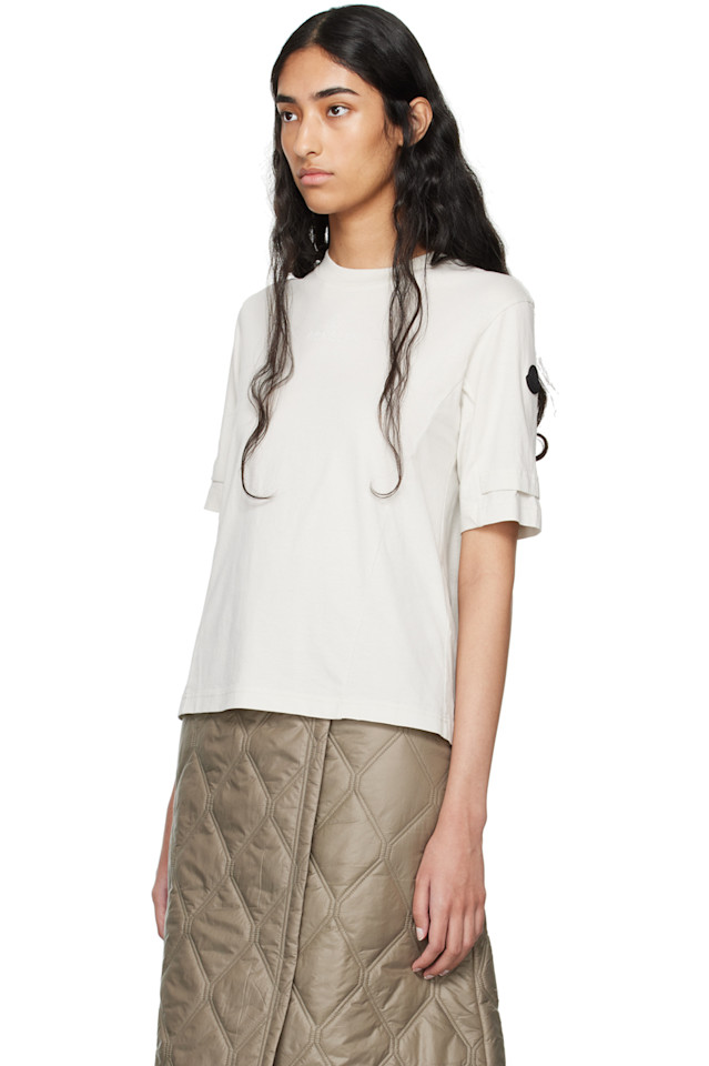Футболка с логотипом из термонаклейки Moncler, цвет oyster mushroom — фото 4