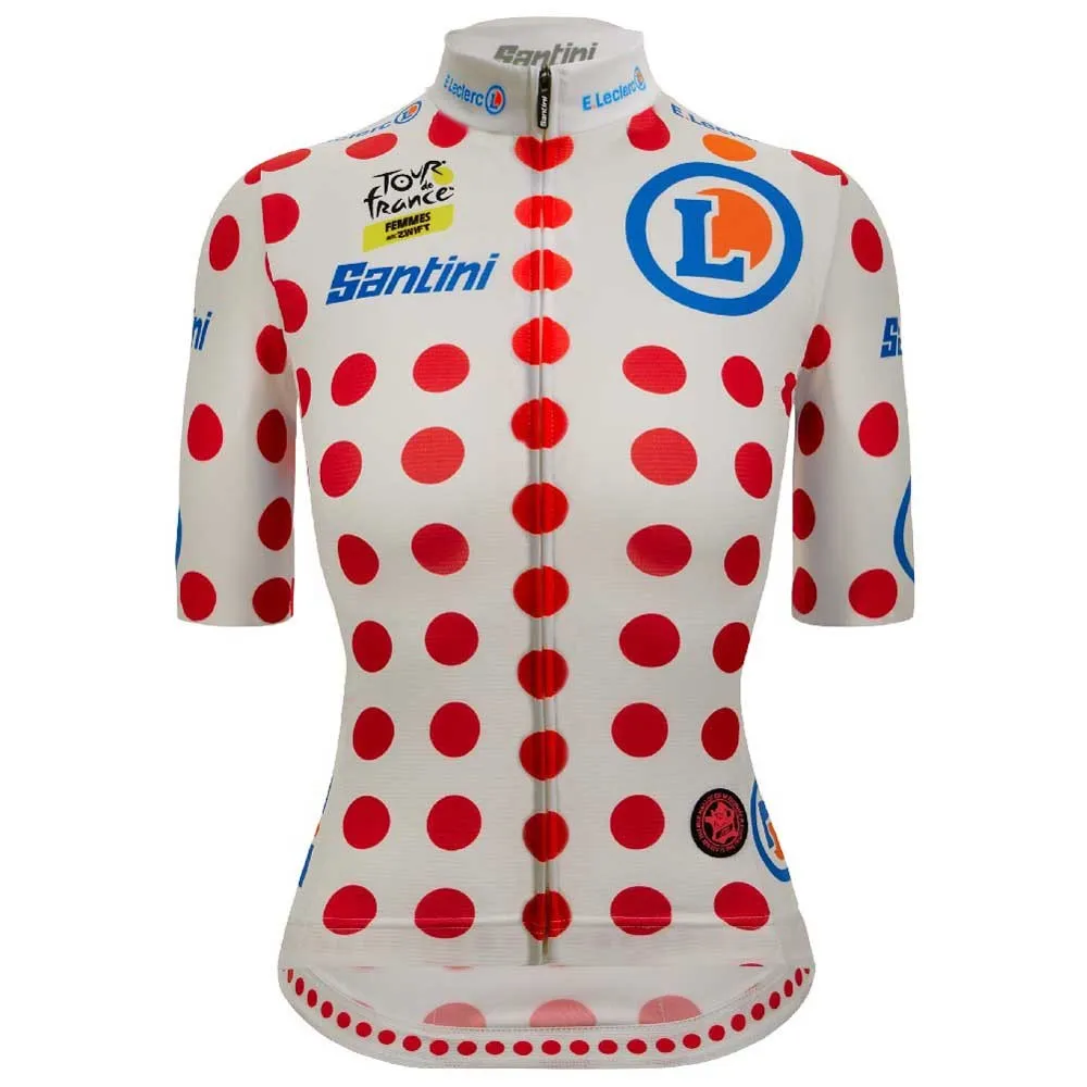 

Джерси Santini Tour De France Avec Zwift Polka Dot 2025 short sleeve, белый