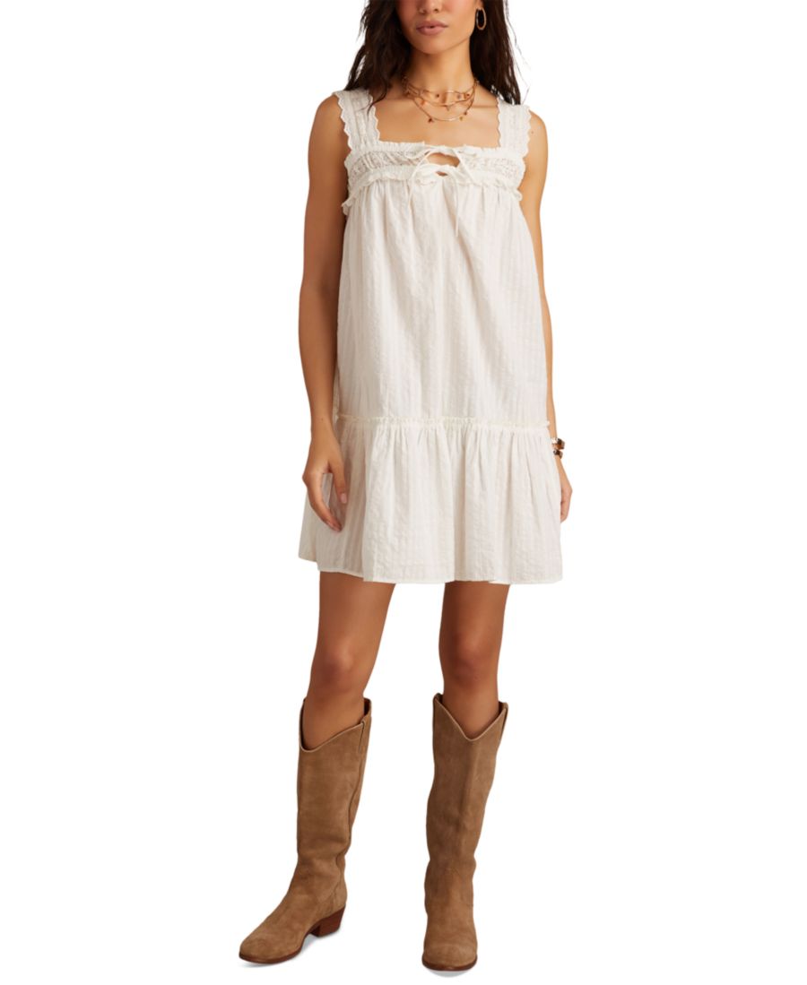 

Женское хлопковое мини-платье без рукавов с кружевной отделкой Lucky Brand, Gardenia