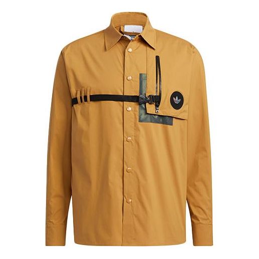 

Рубашка Men's adidas originals Prem Wvn Lshirt Lapel Chest Long Sleeves Wheat Brown Shirt