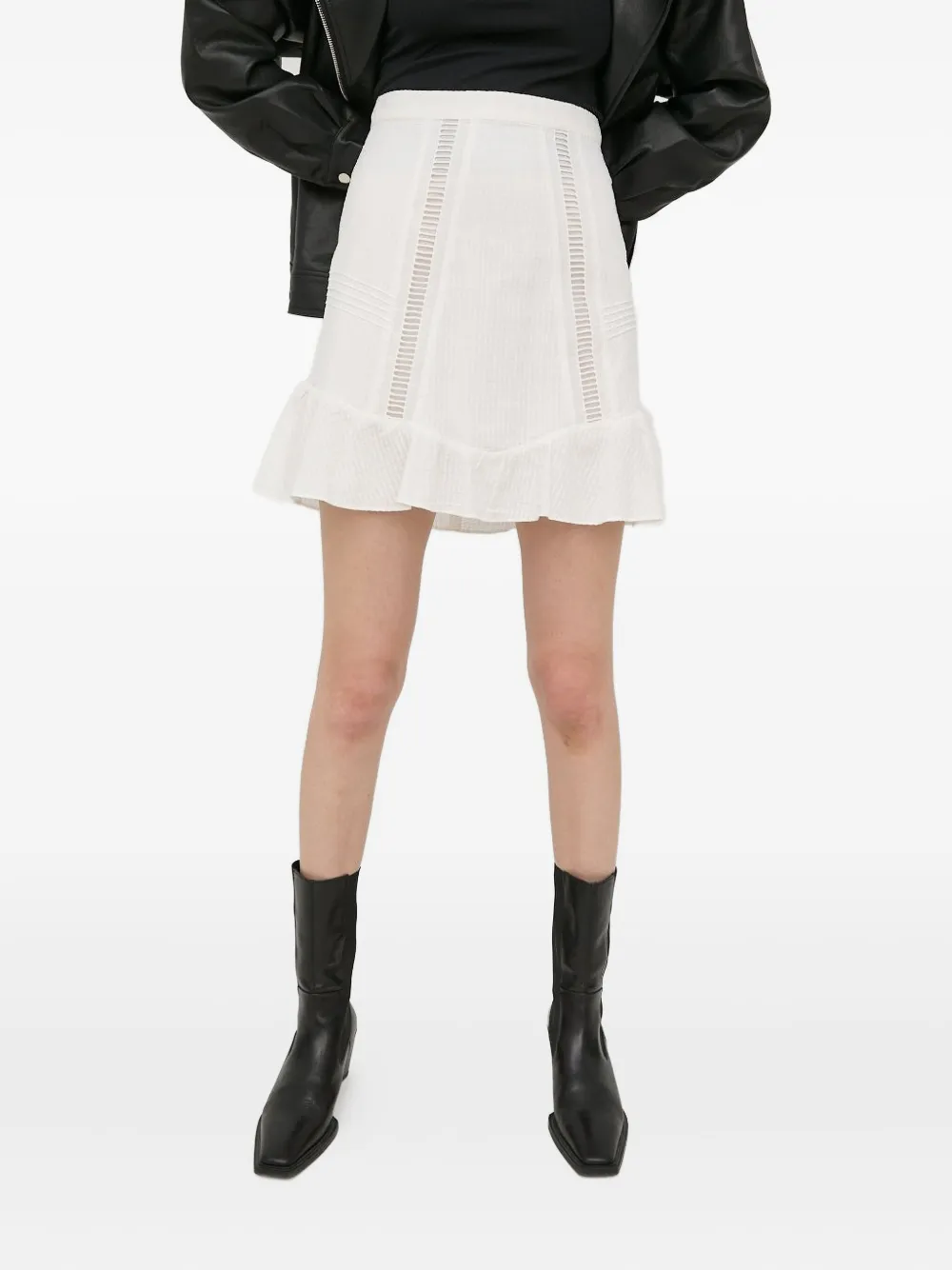 

Мини-юбка с вышитыми воланами The Kooples, белый