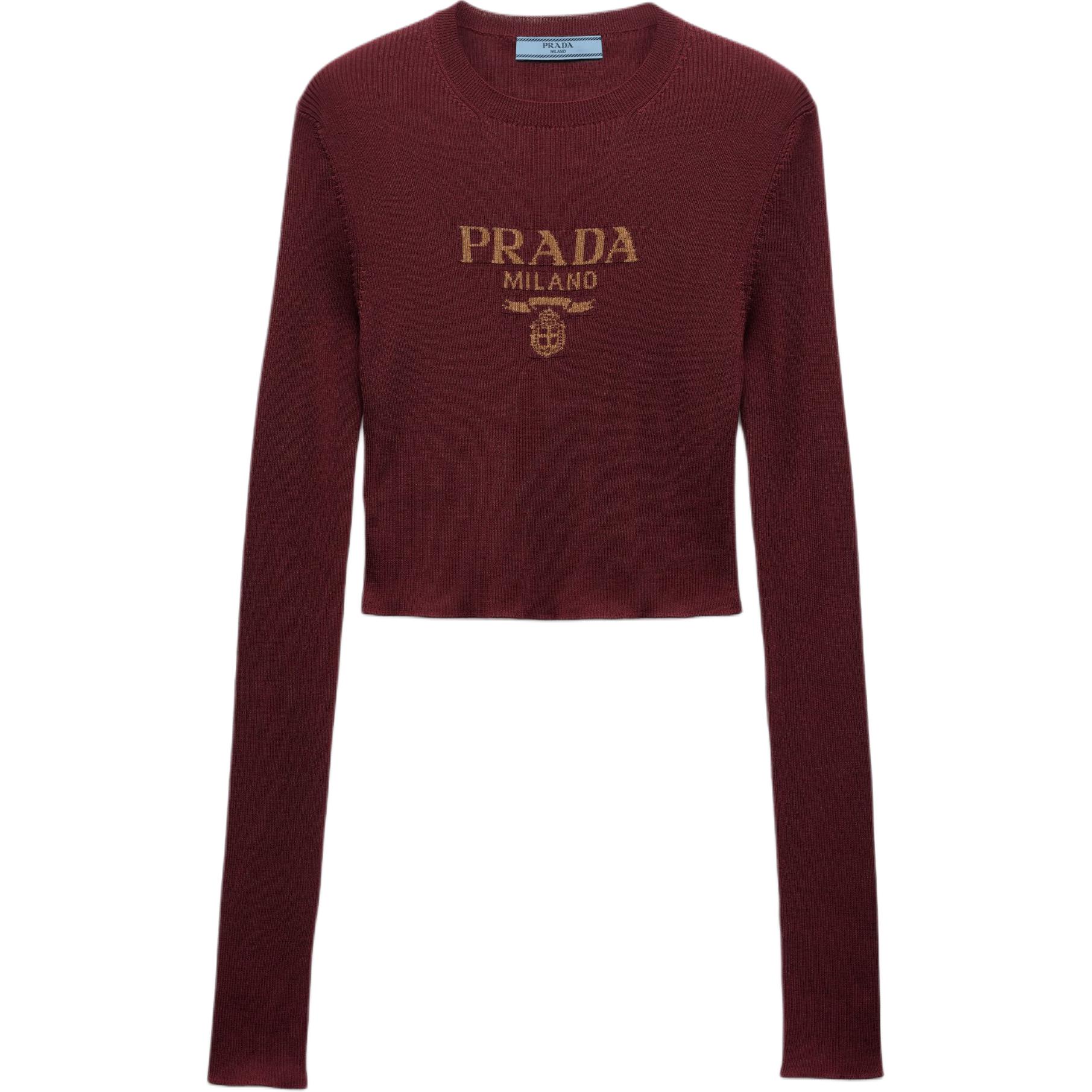 

Вязаный топ с логотипом в технике интарсия PRADA, фуксия