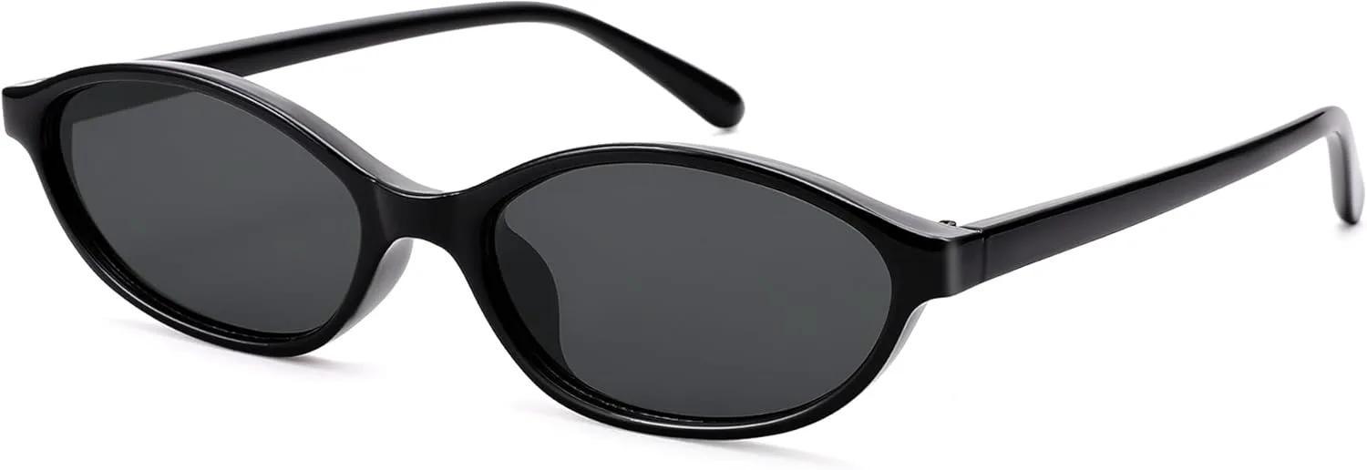 

Ретро-солнцезащитные очки овальной формы для женщин - модные солнцезащитные очки в стиле Y2k - очки «кошачий глаз» в стиле 90-х GLARDEFE, A2 Grey / Black Lens