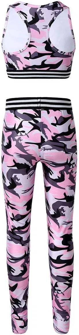 Спортивный костюм для девочек ACSUSS, топ на бретелях и леггинсы, Pink — фото 2