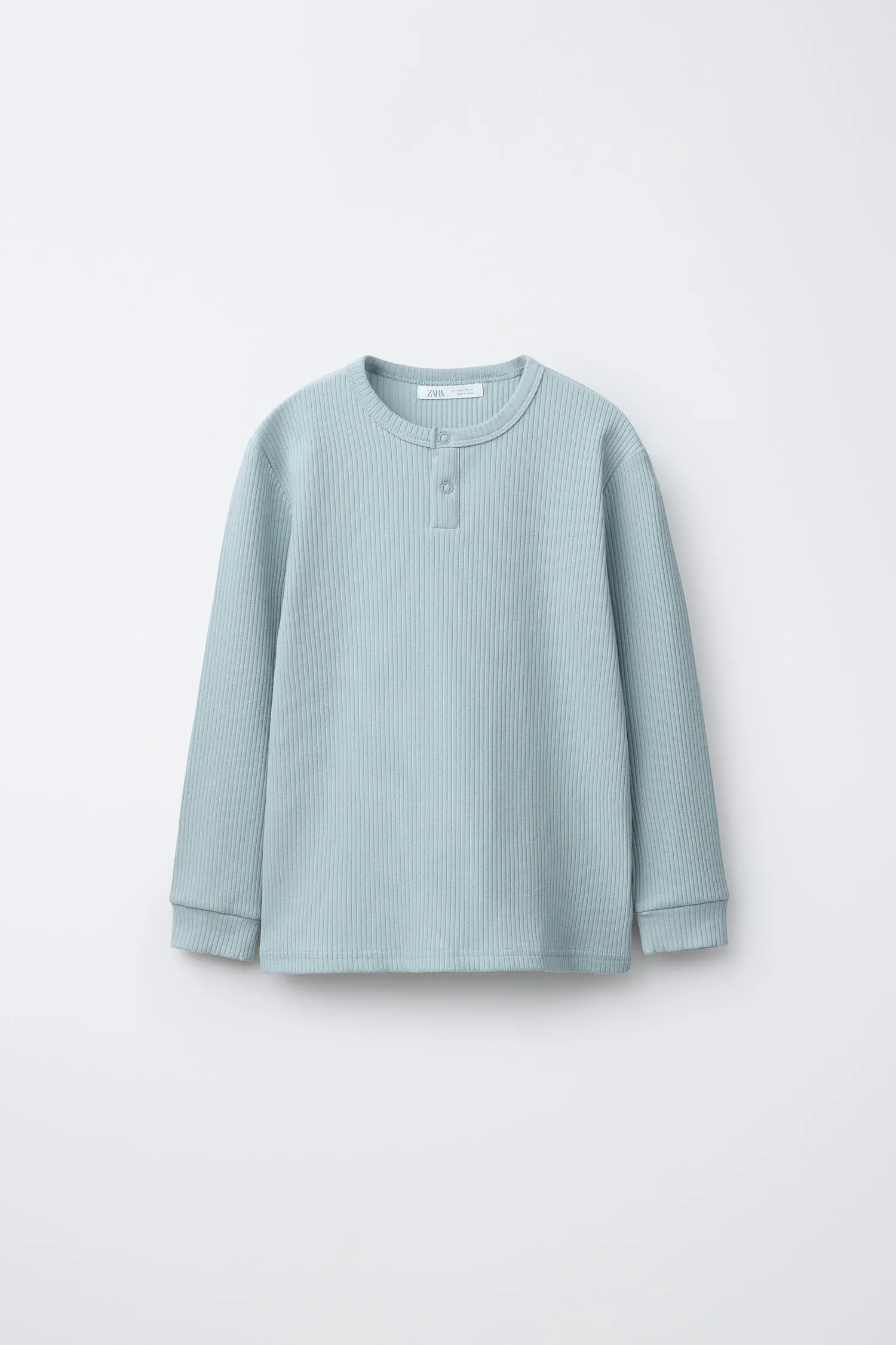 Для детей 6-14 лет / однотонная ребристая пижама Zara, зеленый — фото 2