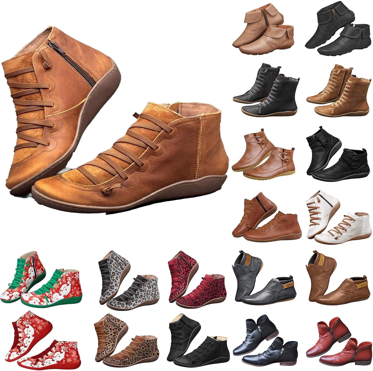 

Женские ботинки Wankang на низком каблуке Челси, из искусственной кожи, с заостренным носком, широкие, без шнуровки, короткие ботильоны, коричневый