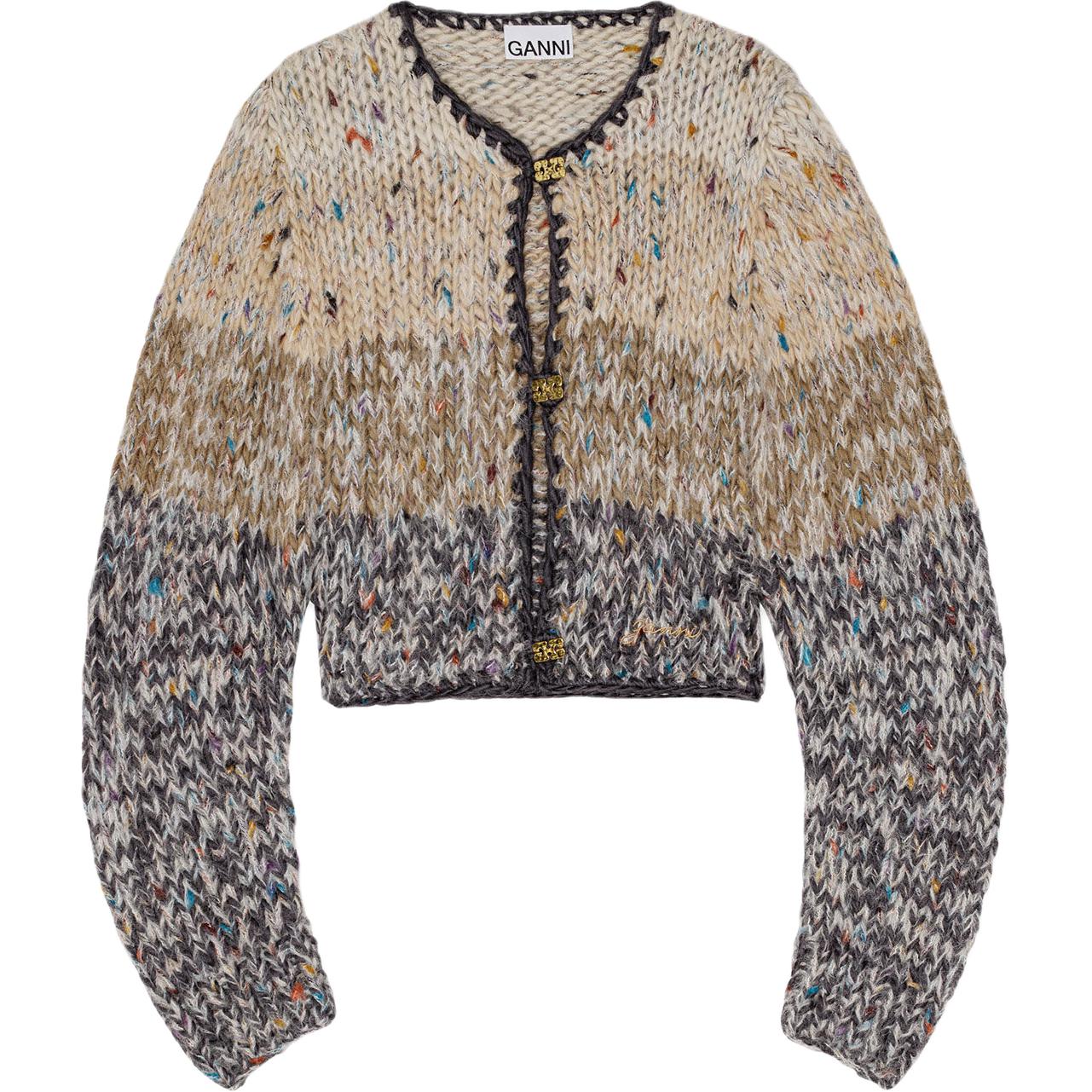 

Короткий вязаный кардиган GANNI, разноцветный