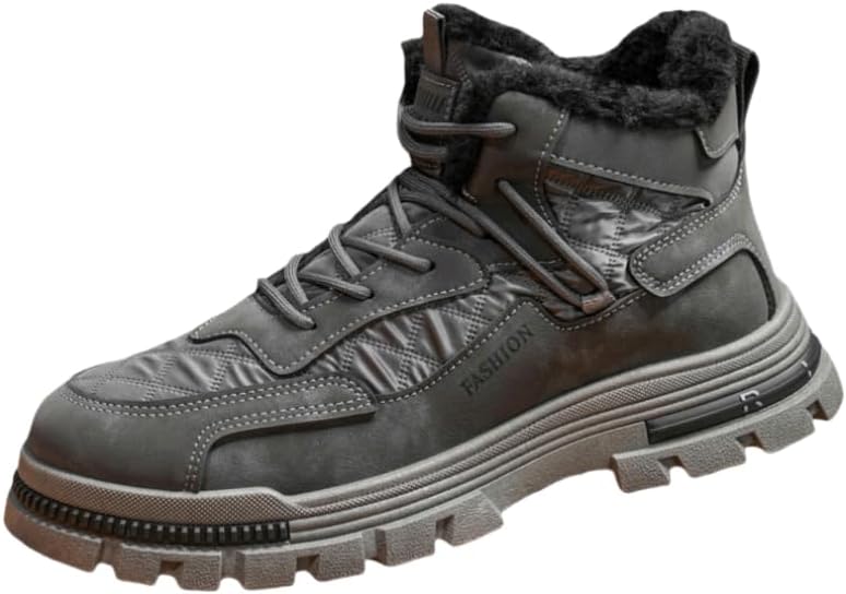 

Модные мужские короткие ботинки HoaloX - хлопковые повседневные ботинки на шнуровке с высокой голенью - удобные и теплые. Подходят для повседневного использования или активного отдыха на улице осенью и зимой, серый