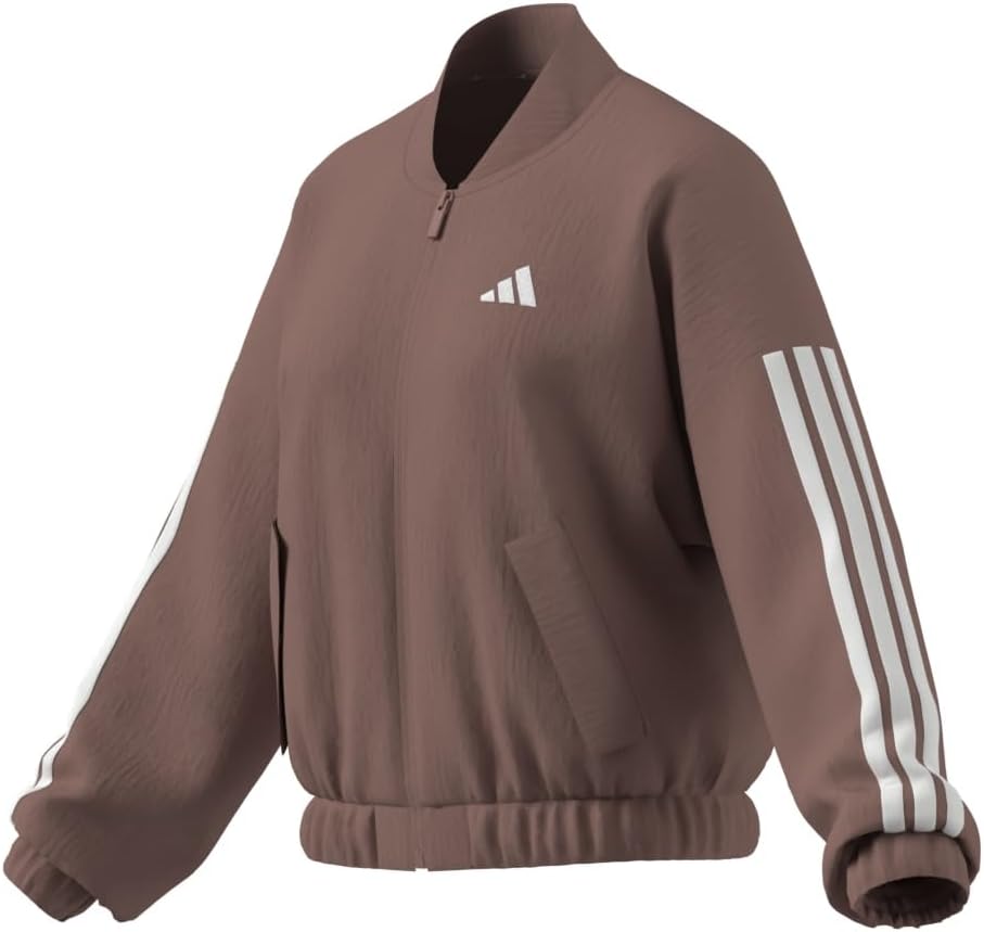 Женская куртка-бомбер Adidas Originals Adidas Essentials с тремя полосками, бледно-розовый — фото 3