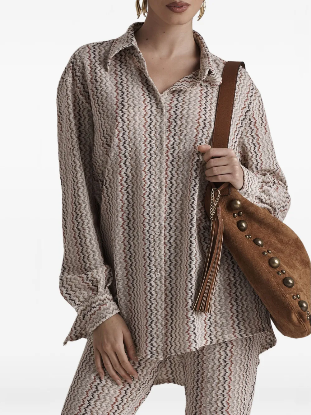 

Рубашка с узором в елочку Pho Firenze, нейтральный