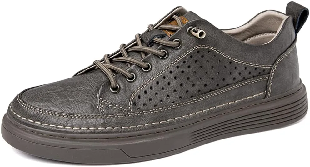 

Мужские повседневные обувь, модные кожаные низкие кеды, дышащие удобные прогулочные туфли для мужчин Abborora, серый