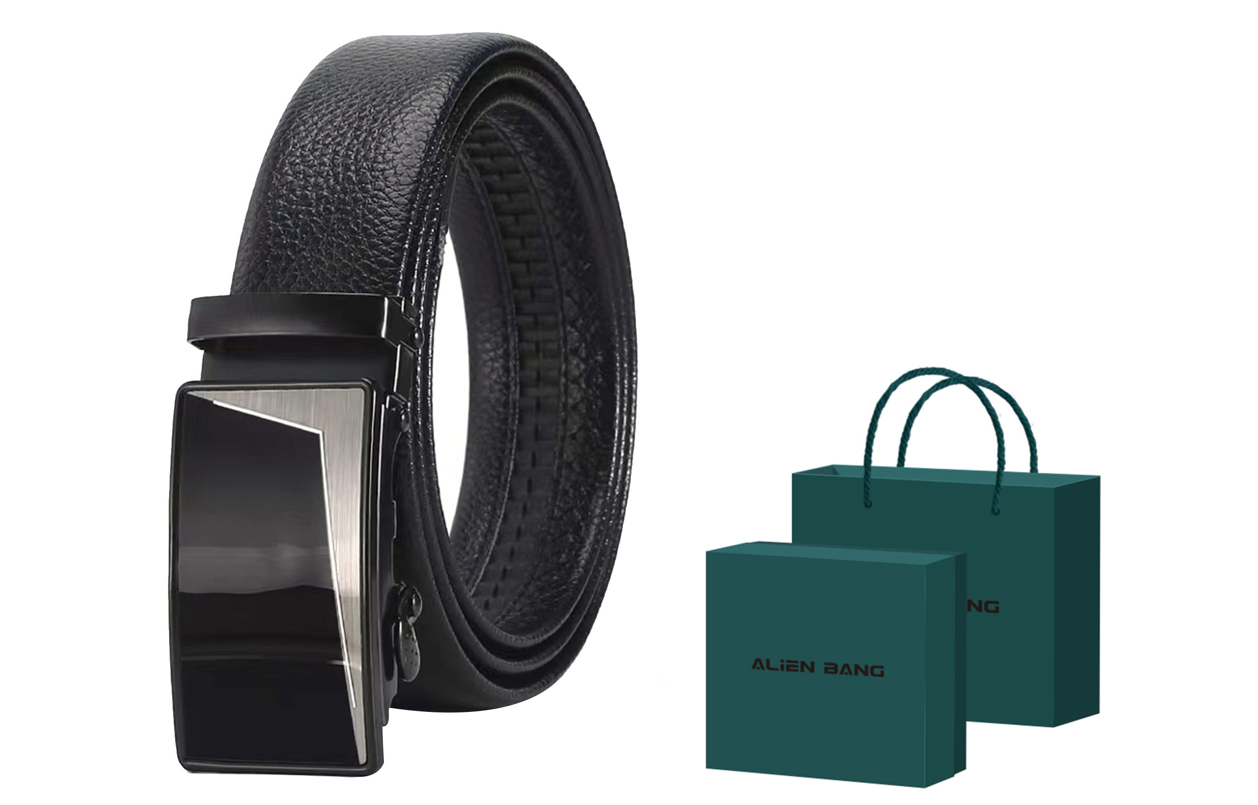 

ALIEN BANG Молодежный и средневозрастной автоматический пряжка мужской кожаный, Black Box