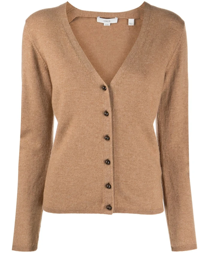 

Коричневый кардиган с V-образным вырезом и застежкой на пуговицы Vince, коричневый