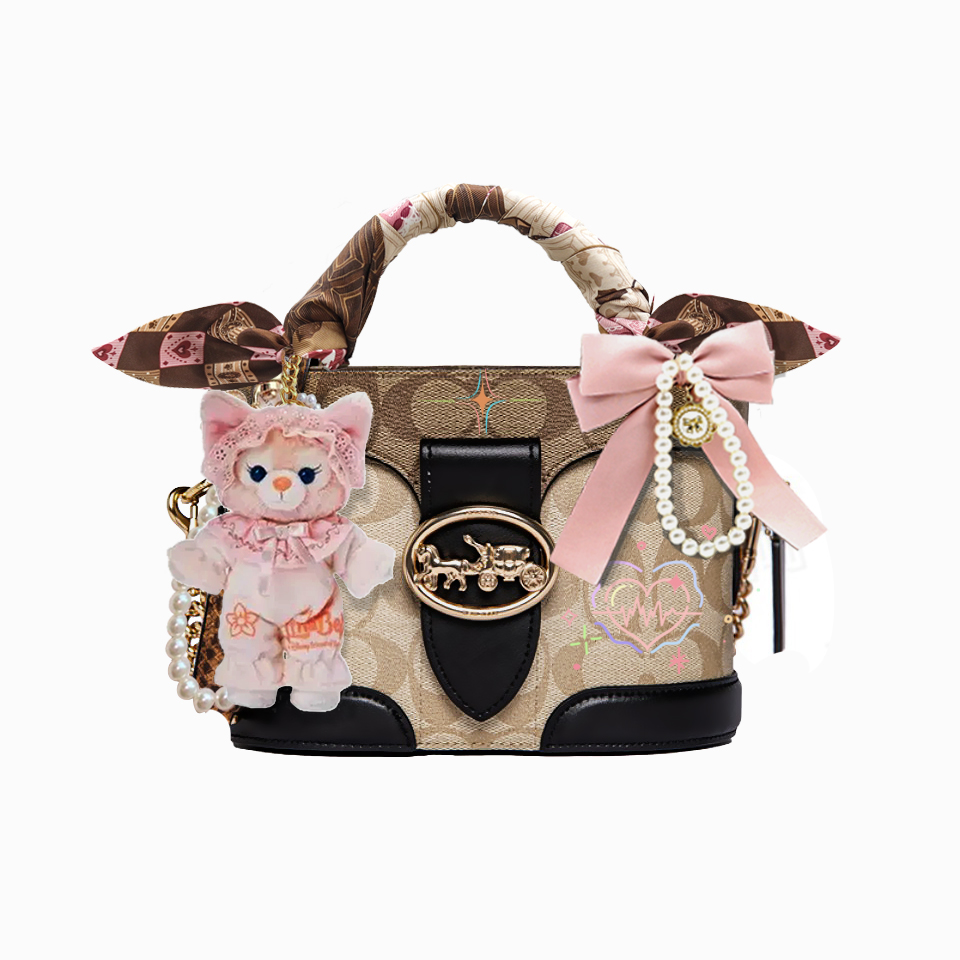 

COACH Кожаная ветронепроницаемая сумка через плечо с ручной росписью, Soft Sweet Gravity