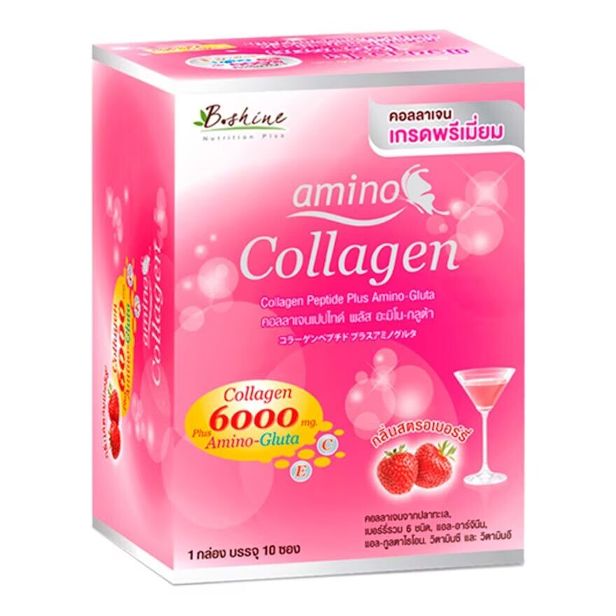 

B Shine Коллагеновый пептид 6000 мг. Плюс Амино-Глюта 10Sac (Клубника), Pink