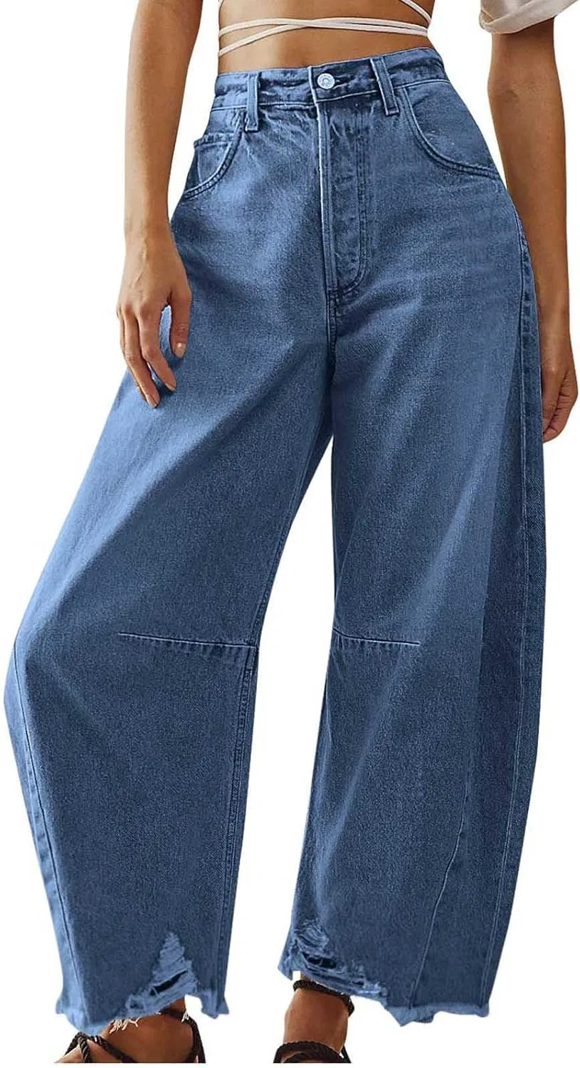 Джинсы свободные, Wide Leg, Denim Pants, синие