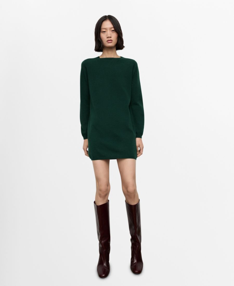 

Женское платье из тонкой вязки MANGO, Dark Green