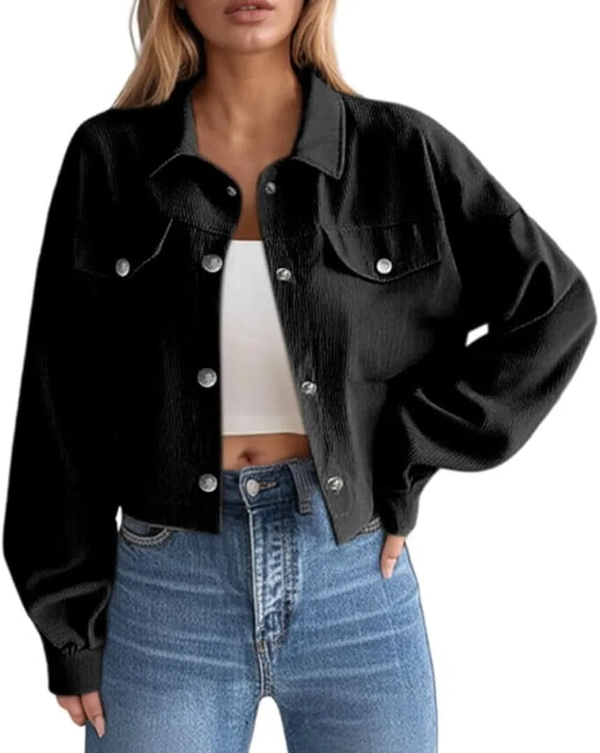 

FMCHICO Женская куртка-рубашка из вельвета с пуговицами