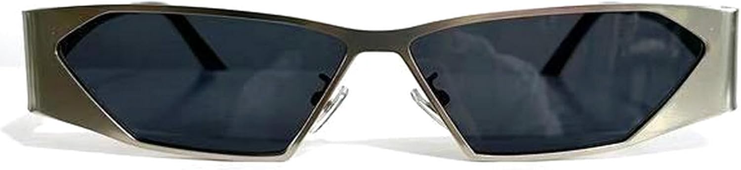 

Солнцезащитные очки в стиле ретро прямоугольной формы для женщин, модные очки в стиле Y2K, маленькие квадратные солнцезащитные очки, винтажная узкая золотая оправа, цвет шампанского mincl, Silver Black