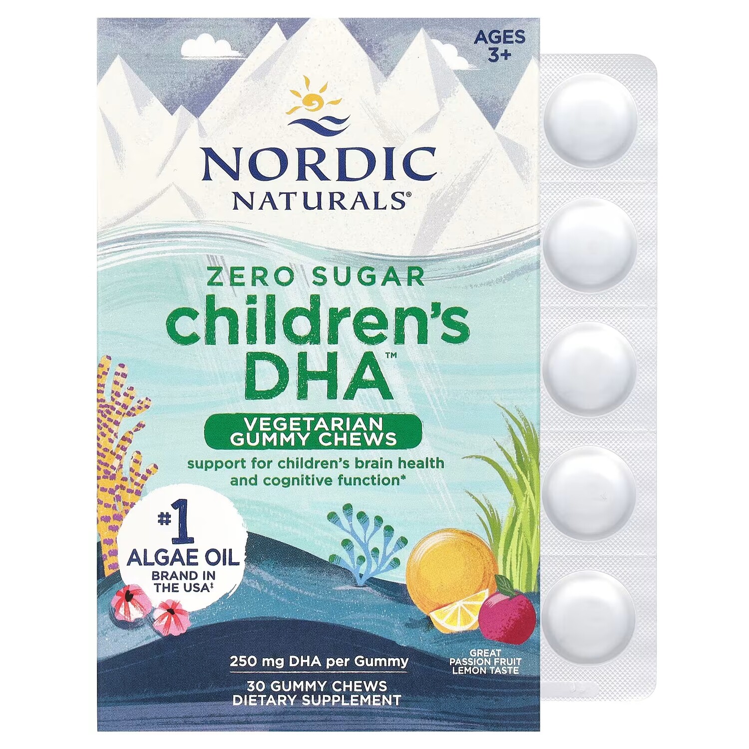 

Добавка Nordic Naturals для детей от 3 лет, маракуйя и лимон