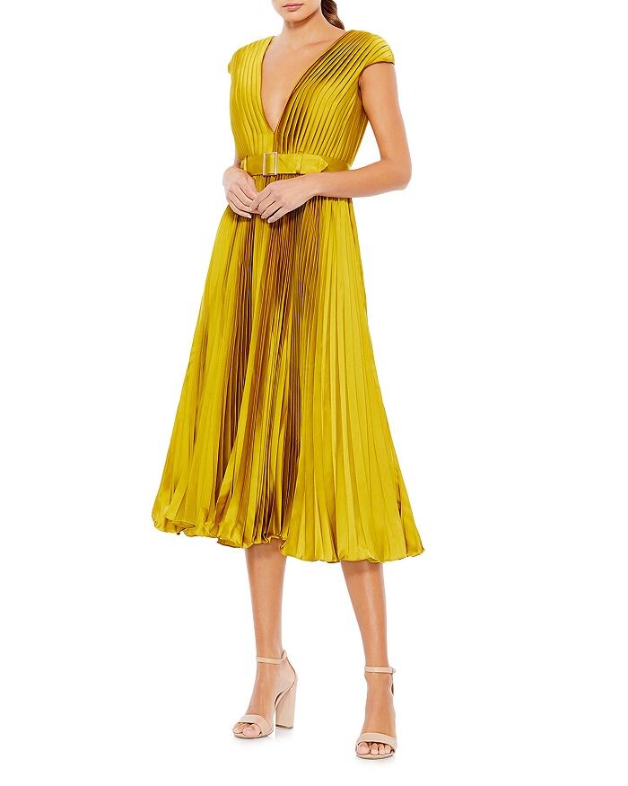 

Плиссированное платье миди Mac Duggal, зеленый