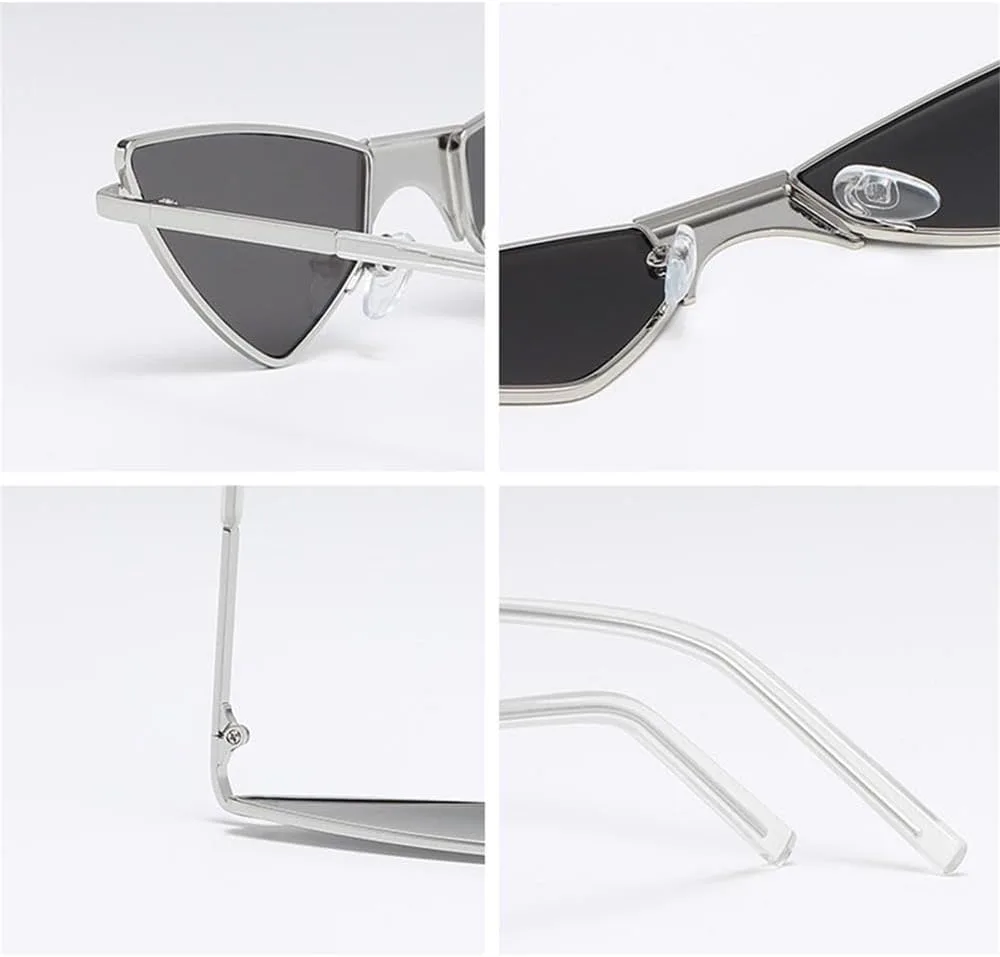 

Стильные солнцезащитные очки «кошачий глаз» треугольной формы для фотосессий, защита от ультрафиолета UV400, металлические линзы для женщин KTUCN, Red-red