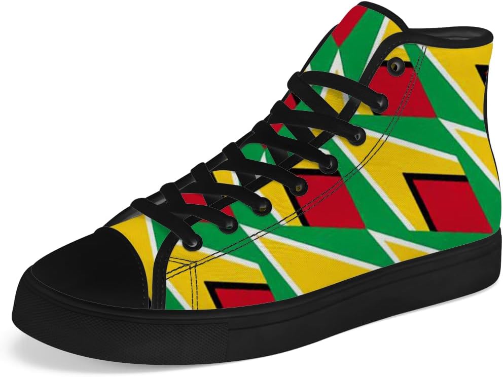 

Кеды на высокой подошве Chebing с флагом Гайаны для мужчин и женщин, высокие кроссовки на шнуровке, повседневная обувь, зеленый