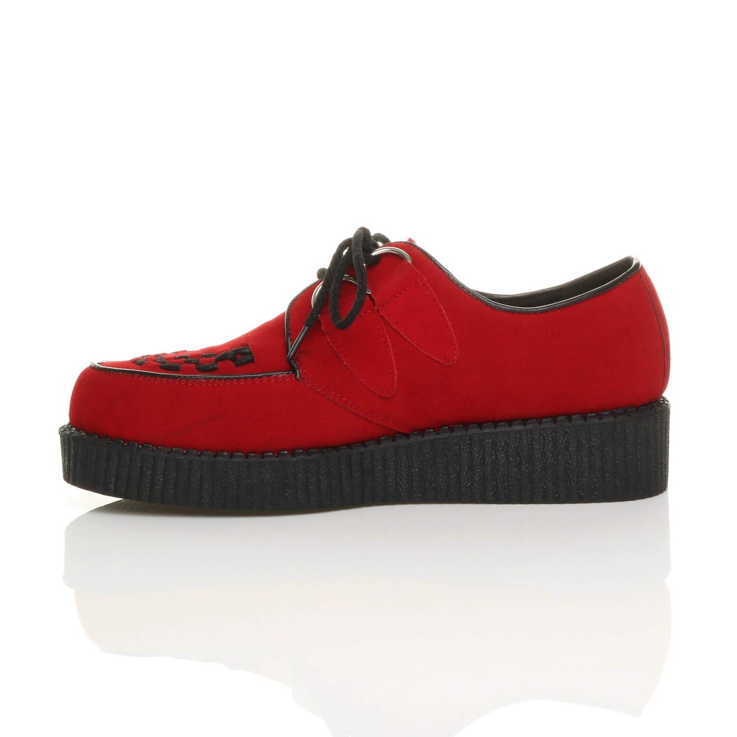 Туфли Teddy Boy на низкой танкетке Creepers из искусственной замши на шнуровке AJVANI, красный — фото 3