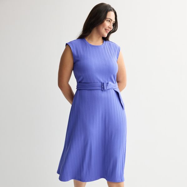 

Платье миди с поясом и рубчиком больших размеров Nine West, цвет wesley purple