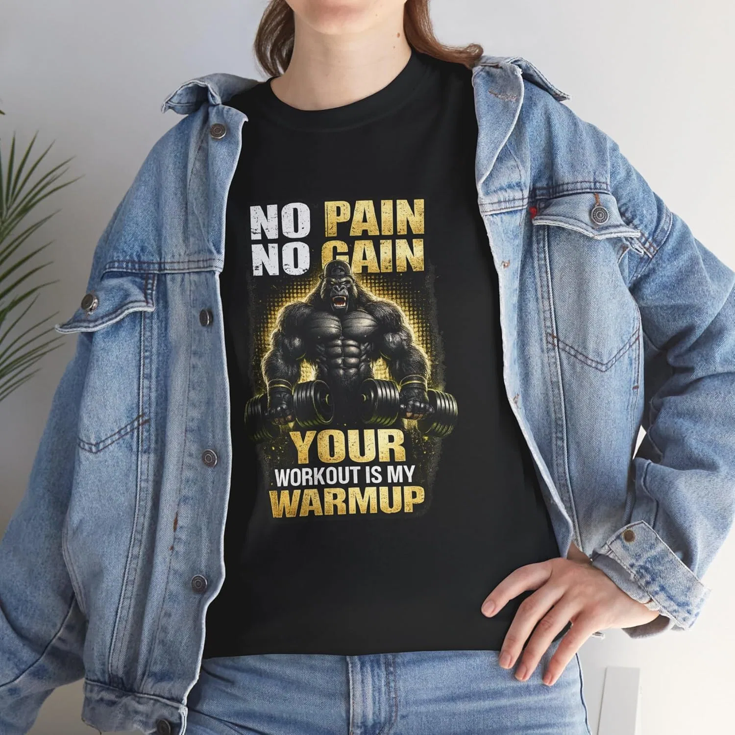 Футболка с принтом No Pain No Gain, GENERIC, черный — фото 3