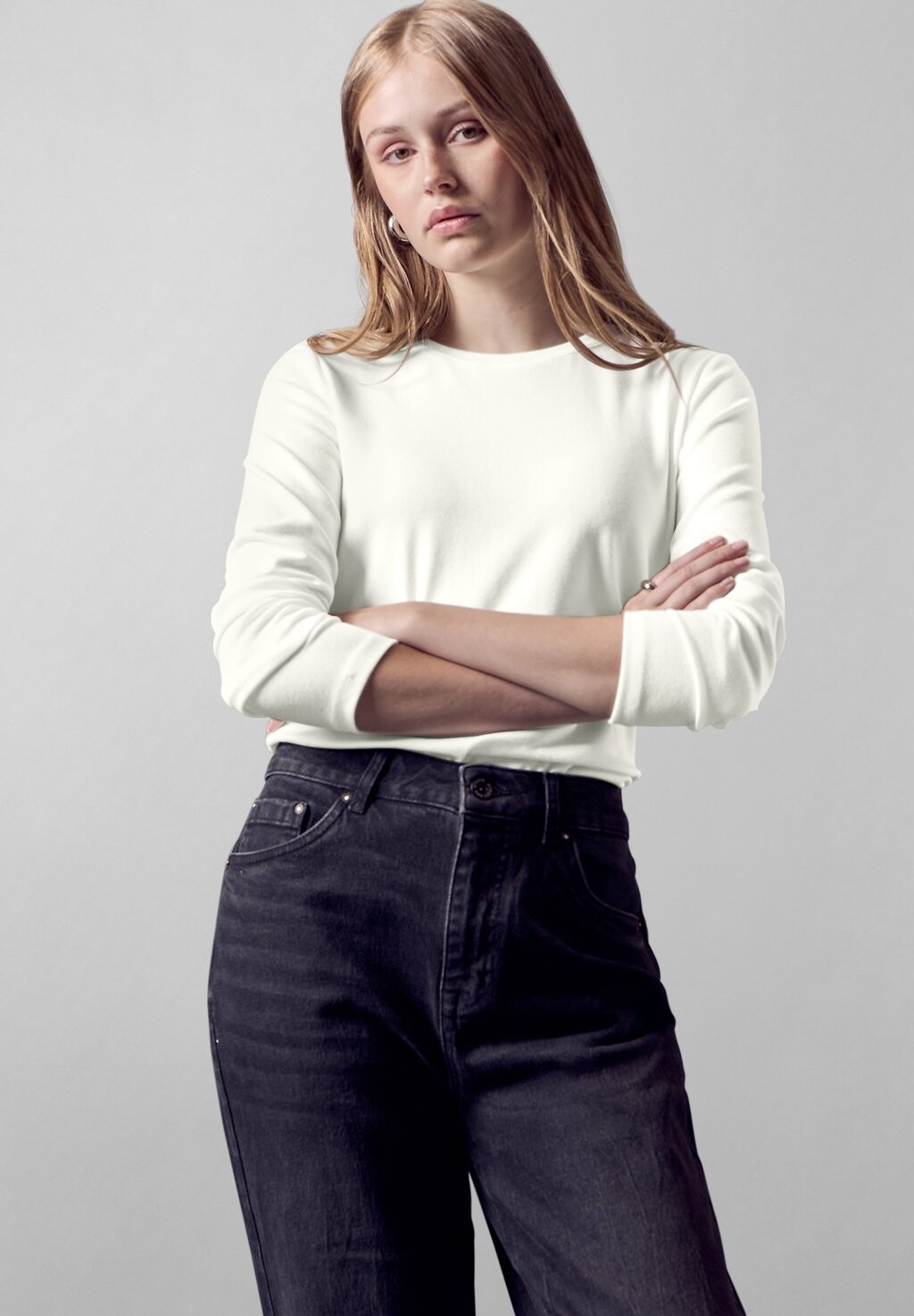 

Топ с длинными рукавами BASIC Street One Studio, кремовый