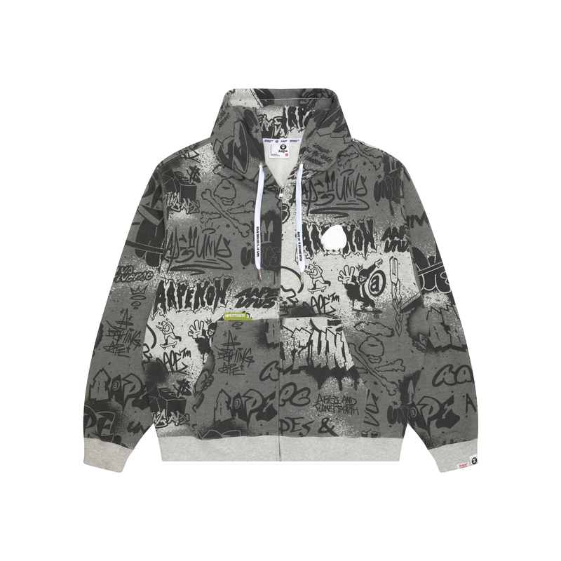 

Толстовка с молнией *A Bathing APE с принтом граффити Aape, белый