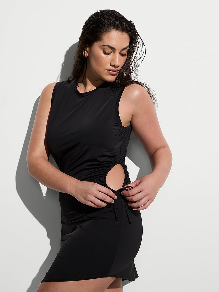 

Пляжное мини-платье со сборками Victoria'S Secret Swim, черный