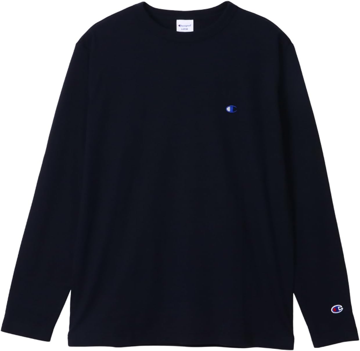 

Мужская футболка с длинным рукавом Champion, круглый вырез, 100% хлопок, вышитый логотип, базовая модель, C8-X408, темно-синий