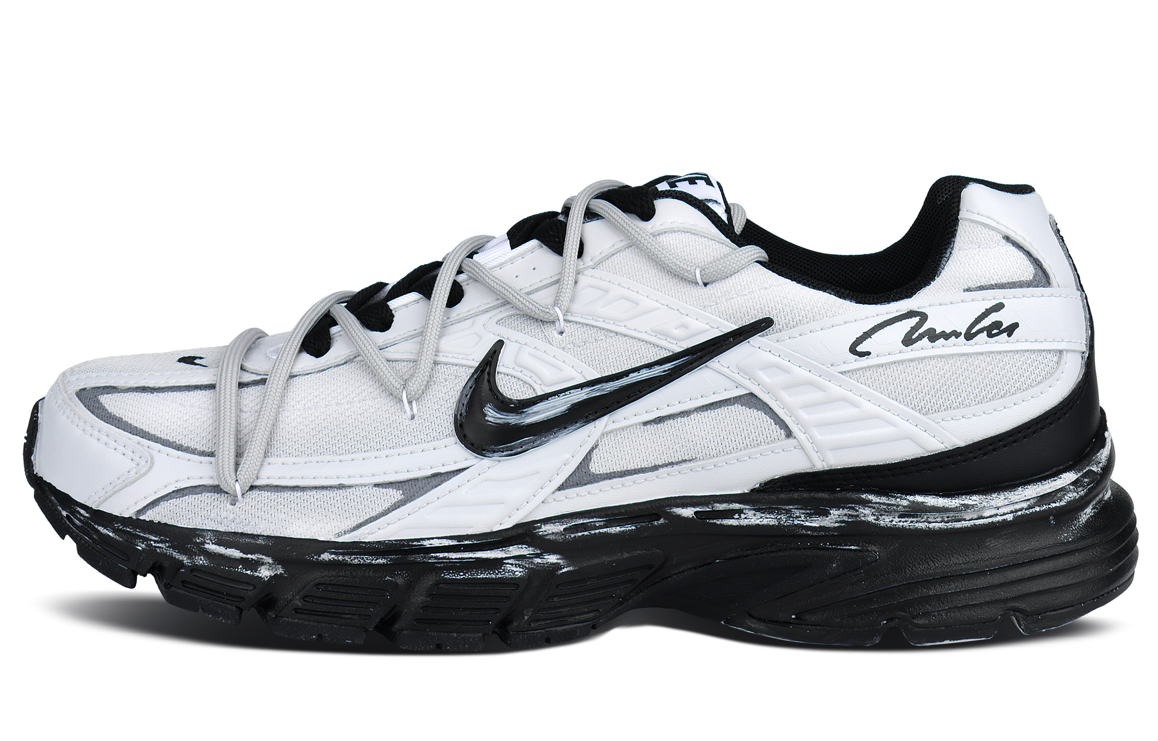 

Nike Инициатор амортизация устойчивость к истиранию поддержка низкие повседневные городские поездки беговые кроссовки unisex black white gray