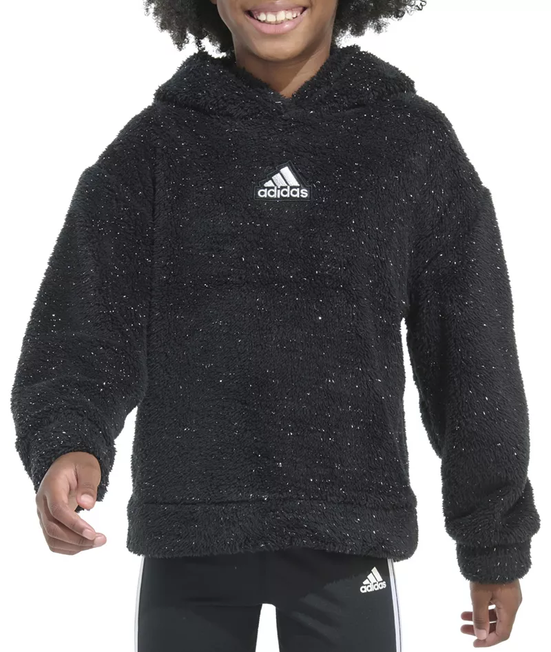 

Пуловер из шерпы с капюшоном Adidas Furry Lurex для девочек, цвет Black Adi