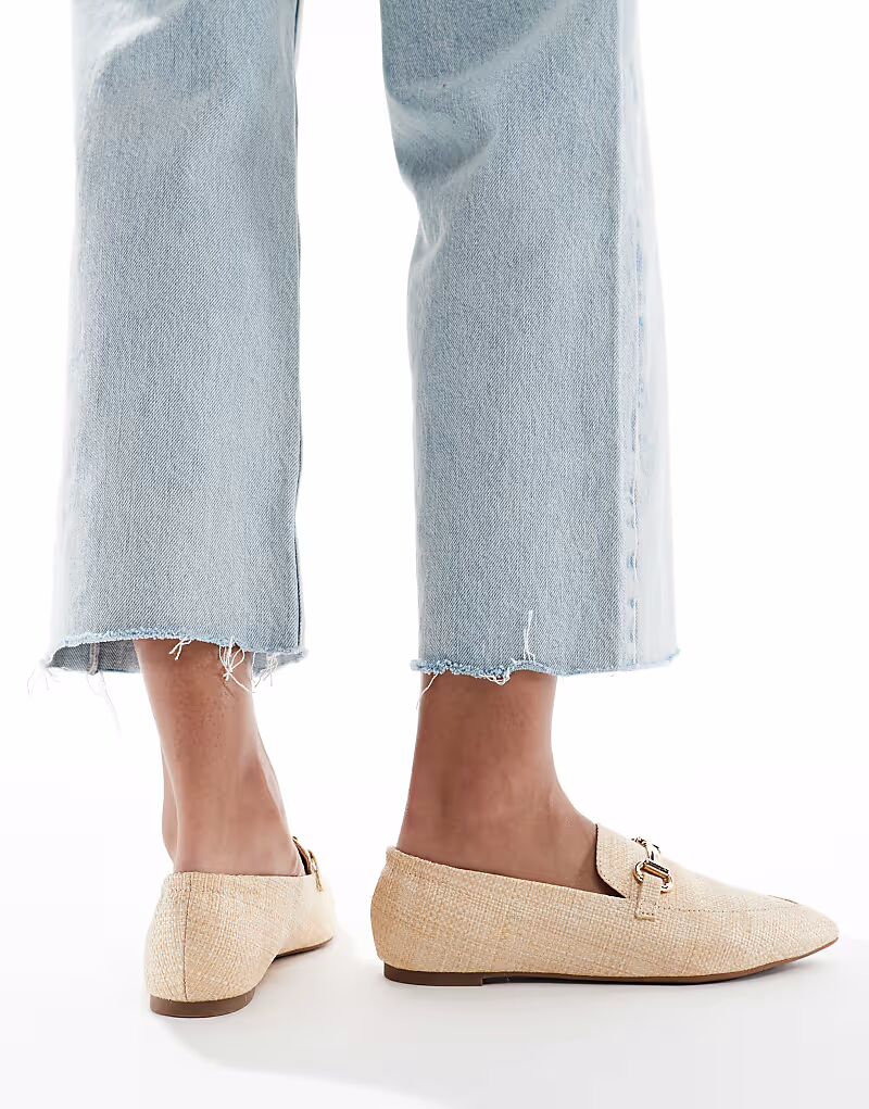 Лоферы London Rebel Wide Fit с заостренным носком и пряжкой из натуральной рафии — фото 3