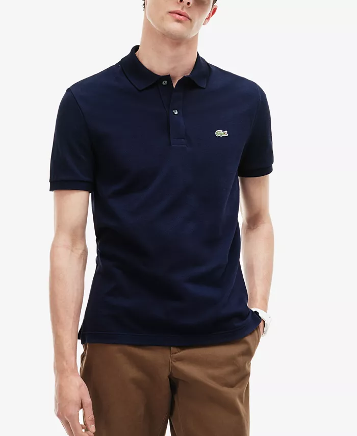 Мужское хлопковое поло классического кроя с коротким рукавом Lacoste, черный — фото 3