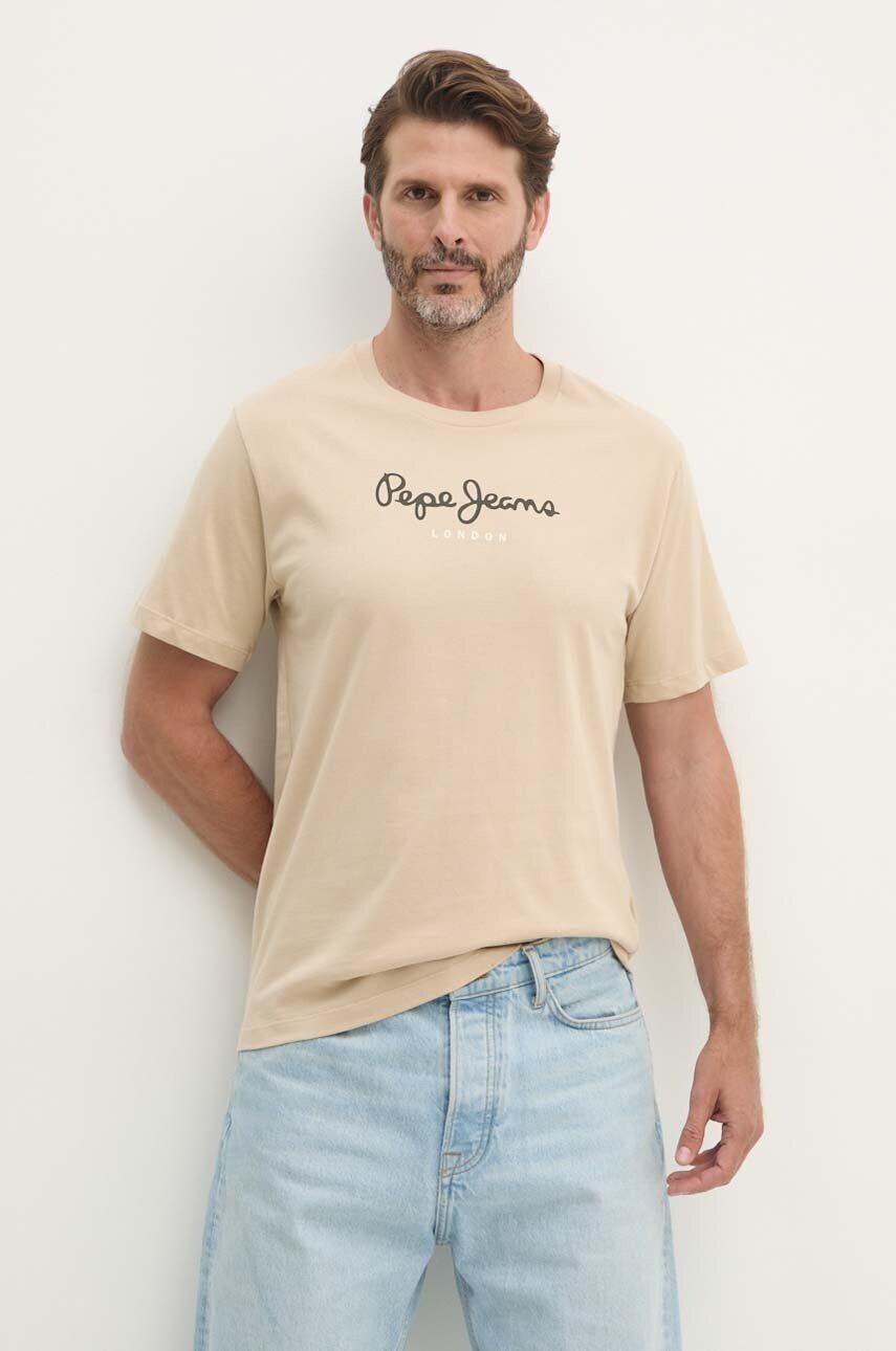 

Хлопковая футболка Pepe Jeans Eggo, бежевый