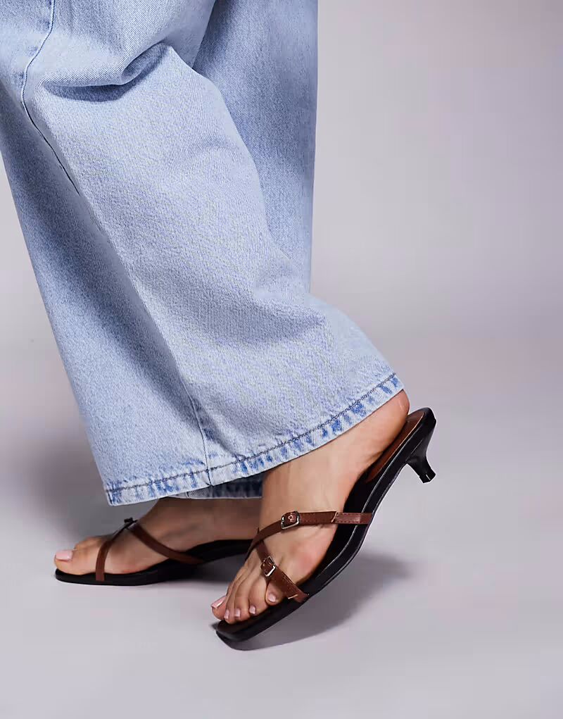 Босоножки Public Desire Wide Fit Cindita на каблуке-рюмочке черного цвета