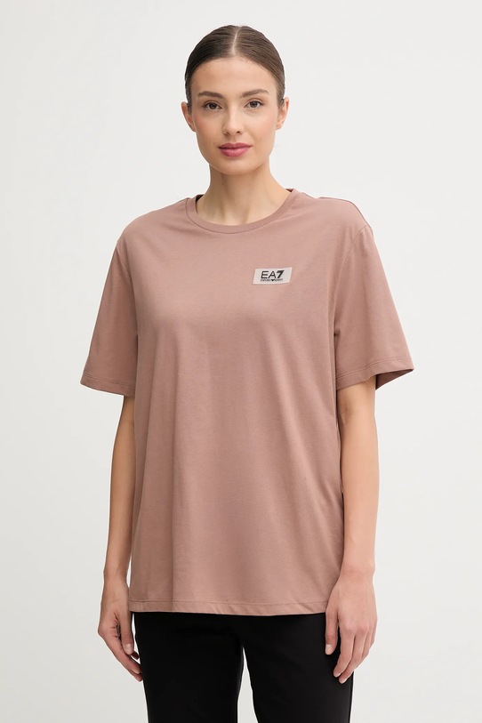 

Хлопковая футболка Ea7 Emporio Armani, коричневый