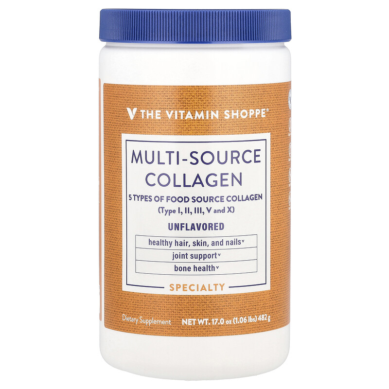 

The Vitamin Shoppe, Multi-Source Collagen, без добавок, 482 г (1,06 фунта)