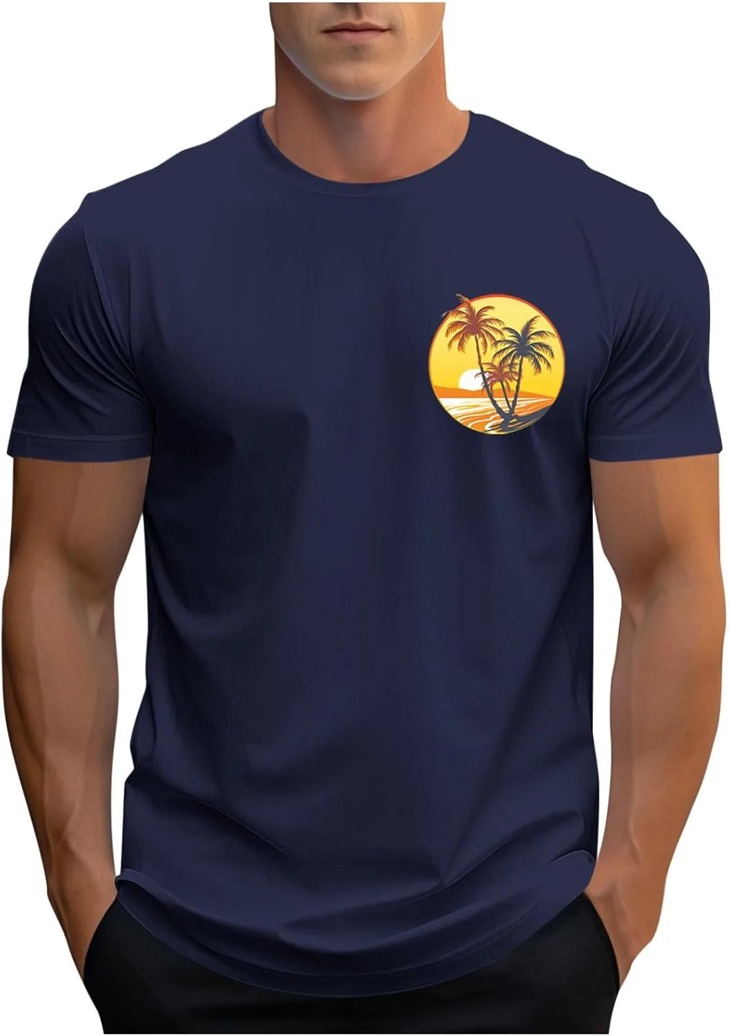 

Мужская футболка с гавайским принтом QUNPIU