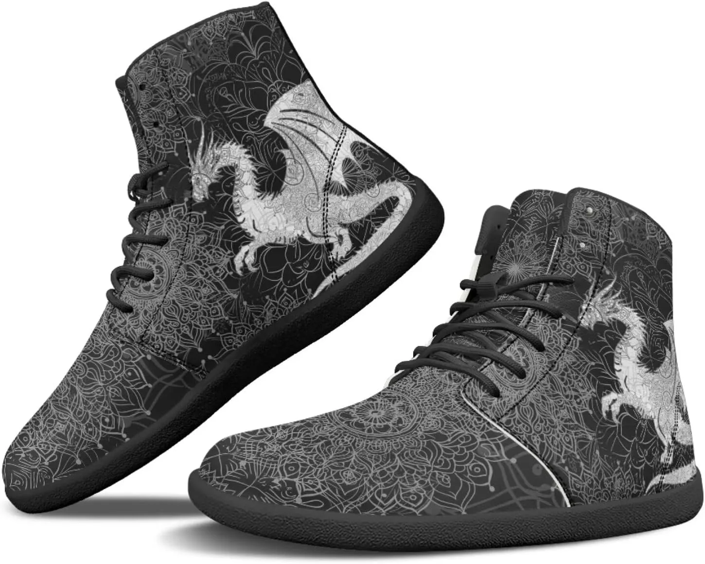 Мужские и женские босоножки Mens Wolves с высоким верхом, минималистичные кроссовки для трейл-раннинга с принтом лошади, босоножки с широкой носочной частью, кроссовки с принтом дракона Glomenade — фото 2