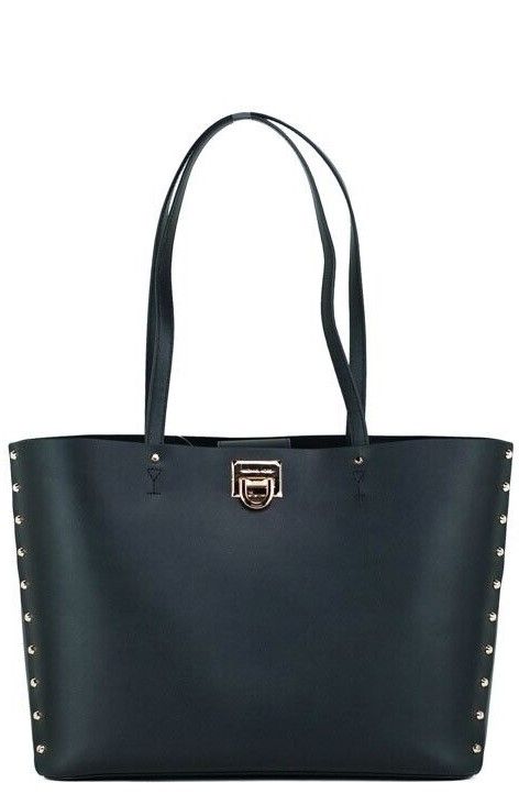 

Сумка-тоут Manhattan Large Black из гладкой кожи с заклепками Michael Kors