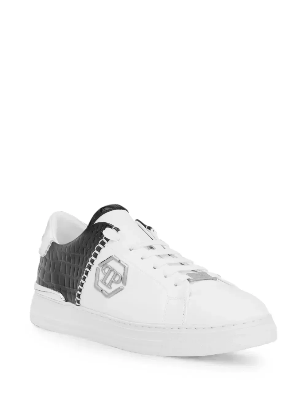 Кроссовки Icon Cocco Mix с эффектом крокодиловой кожи Philipp Plein, белый — фото 2