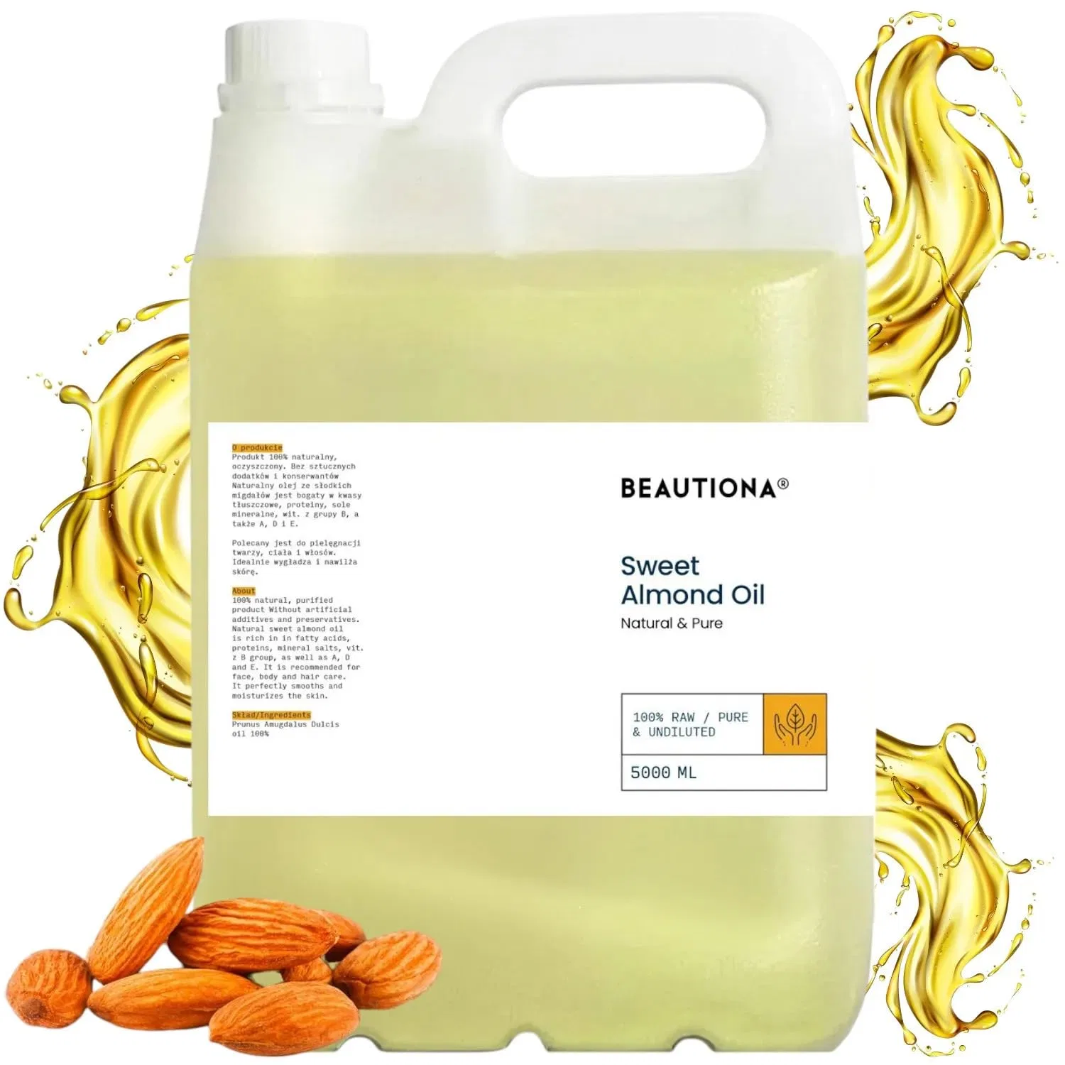 Миндальное масло холодного отжима 5 л Beautiona