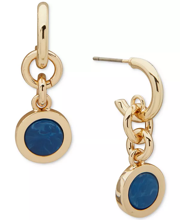 

Двойные серьги-подвески синего цвета с золотистой инкрустацией Dkny, navy